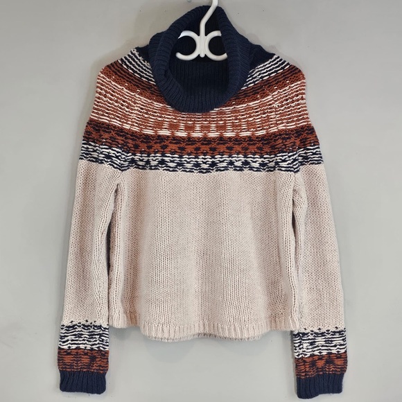 Madewell Wool-Blend Fuzzy Fair Isle Turtleneck Sweater Sz. Medium - Picture 2 of 9